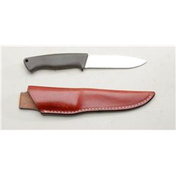 Gerber skinning knife with heavy leather  sheath, approx. 9” overall with an approx.  4-1/2” blade i