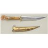 Image 1 : Mid-eastern belt knife with hammered brass  sheath approx. 11” overall with an approx. 6”  blade mar