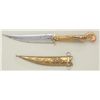 Image 2 : Mid-eastern belt knife with hammered brass  sheath approx. 11” overall with an approx. 6”  blade mar