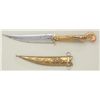 Image 2 : Mid-eastern belt knife with hammered brass  sheath approx. 11” overall with an approx. 6”  blade mar