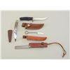 Image 2 : Lot of three knives and a sharpening stone  with leather cover including a Smith & Wesson  stainless