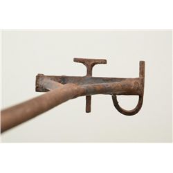 Large classic old branding iron approx. 50”  long with initials “TJ”; from an old estate.   Est.:  $