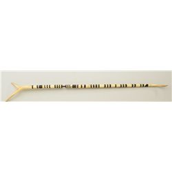 Old ceremonial stag horn staff approx. 38”  overall showing some old losses and  alternating colors 