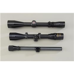 Lot of three rifle scopes including a 3 X 9  Widefield 4-Plex Redfield brand in box in  fine conditi