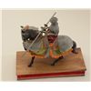 Image 1 : Desk-size display of a Medieval Knight in  armor on horseback, approx. 11” in height and  approx. 12