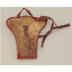 Old Spanish style leather double holster for  single shot percussion pistols with  decorative weavin