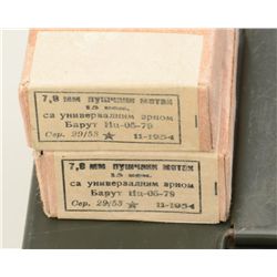 Lot of surplus 8mm ammunition in a military  ammo can including 180 rounds of 1954 Berdan  primed ca