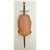 Image 1 : Decorator metal breast plate armor and  two-handed sword approx. 4 feet in length,  16” wide and 8” 