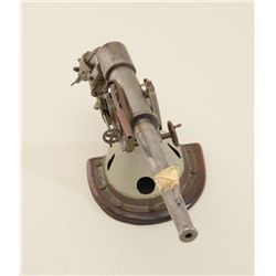 Lot of 4 old miniature cannons from an old  estate including an iron cannon on wood  carriage with i