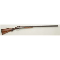 Hopkins & Allen SxS exposed hammers shotgun,  12 gauge, 30” barrels, blue finish, checkered  wood st