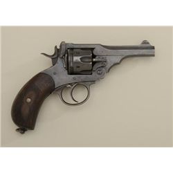 Webley Mark V DA top break revolver, .455  cal., 4” barrel, blue finish, checkered wood  grips, lany