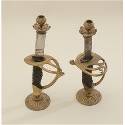 Pair of candleholders made from swords;  likely done by Bannerman’s in the early 20th  century; neat