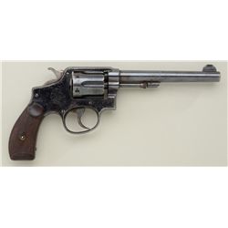 Smith & Wesson Model 1902 M&P Hand Ejector DA  revolver, .38 cal., 6” barrel, blue finish,  checkere