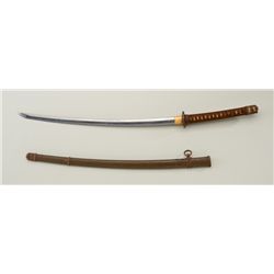 Japanese military sword and metal scabbard,  approx. 41” overall with an approx. 27”  blade, cord wr