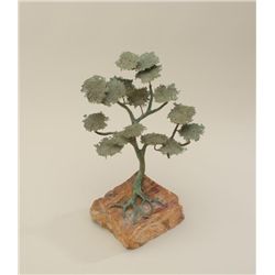 Attractive bronze of tree on stone base by  Bijon approx. 15” in height including base;  in overall 