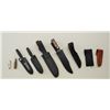 Image 1 : Lot of nine misc. knives including two modern  Fury brand belt knives with leather sheaths;  two mod