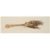 Small hide wrapped Indian skull crusher with  horsehair decoration, approx. 16” overall  showing sin