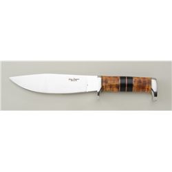 Custom belt knife by Gary Biggers of Ventura,  CA, approx. 11” overall with an approx.  6-1/2” blade