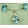 Image 2 : Splendid 14 karat yellow gold ladies  pendant/earrings ensemble set with three  matching Aquamarines