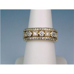 Stylish 14 karat yellow gold ladies handmade  ring fine set with 48 round brilliant cut  diamonds we