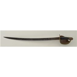 Civil War Ames 1862 Naval cutlass, 26" blade,  32" overall, with brass guard and leather  wrapped ha