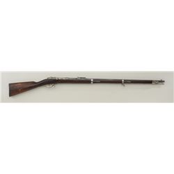 Mauser Model 71 bolt-action military rifle,  11mm cal., 33-1/2” barrel, blue finish, wood  stock, si