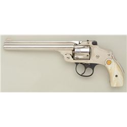 Smith & Wesson .38 Safety Hammerless DA  revolver, .38 S&W cal., desirable 6” barrel,  nickel finish