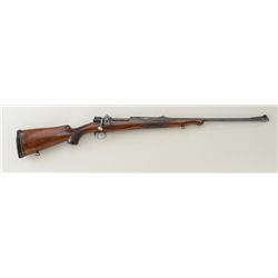 Sporterized Mauser bolt-action rifle, 8mm  Mauser cal., 22-1/2” round barrel, re-blued  finish, chec