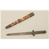 Image 2 : Chinese short sword with lacquer over wood  sheath, brass mounts that match the grip,  cross guard a