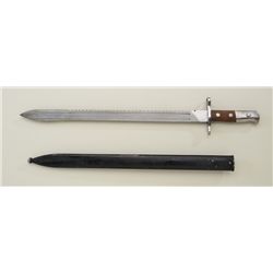 Swiss sawback bayonet and metal scabbard,  Model 1911 in overall very good to fine  condition.  Est.