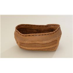 Northwest Coast Indian woven oblong basket  approx. 6” high, approx. 11” long and approx.  6” wide s