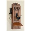 Image 1 : Monarch Telephone Mfg. in Fort Dodge, Iowa  showing oak case; brass bells and mounts.   Serial #L237