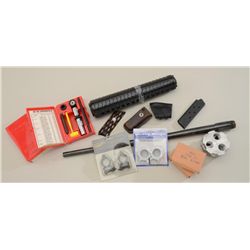Bonanza shooter’s lot consisting of misc.  reloading equipment, dies, brass, slide  blanks for 1911 
