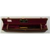 Image 1 : Beautiful leather shotgun case with canvas  cover showing James Purdey & Sons label in  lid and Ambe