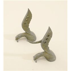 Pair of metal adjustable winged eagle display  stands approx. 4” in height, showing some  age; could