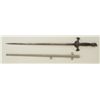 Image 2 : Old ornate Lodge sword with metal scabbard in  overall good uncleaned condition; knight  head pommel