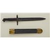 Image 1 : Shortened Italian 1870 bayonet with leather  sheath displaying brass tip and throat; both  in overal