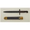 Image 2 : Shortened Italian 1870 bayonet with leather  sheath displaying brass tip and throat; both  in overal