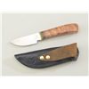 Image 1 : Beautiful custom skinning knife by Staple  with exotic wood grip in fine condition with  leather she