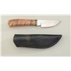 Image 2 : Beautiful custom skinning knife by Staple  with exotic wood grip in fine condition with  leather she