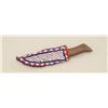 Image 5 : Indian beaded knife sheath, sinew sewn in  red, white and blue seed beads with old  scalping-type kn