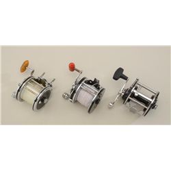 Lot of three fishing reels including a Penn  Senator 2/0 in good condition (with line); a  J.C. Higg
