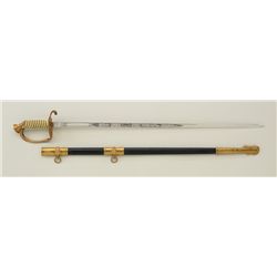 Pre-WW II U.S. Naval Officer’s sword and  leather covered scabbard by Hilborn and  Hamburger, New Yo
