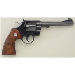 Officers Model Match DA revolver, .38 Special  cal., 6” barrel, blue finish, checkered  medallion wo