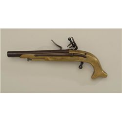 Modern Italian-made copy of a Scottish  flintlock single shot pistol, .54 cal., 7”  round barrel, br