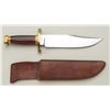Image 1 : Voohris bowie style knife with heavy leather  sheath, both in overall like new condition;  knife is 