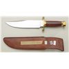 Image 2 : Voohris bowie style knife with heavy leather  sheath, both in overall like new condition;  knife is 