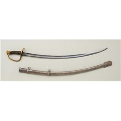 Model 1860 Artillery reproduction saber with  metal scabbard; handle wrap is unraveling; a  very goo