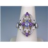 Gorgeous 10 karat white gold ladies vintage  style ring set with a combination of  Tanzanite, Amethy