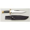 Image 1 : Large custom modern knife by Voorhis with  leather sheath #4280 in like new condition  approx. 15” o